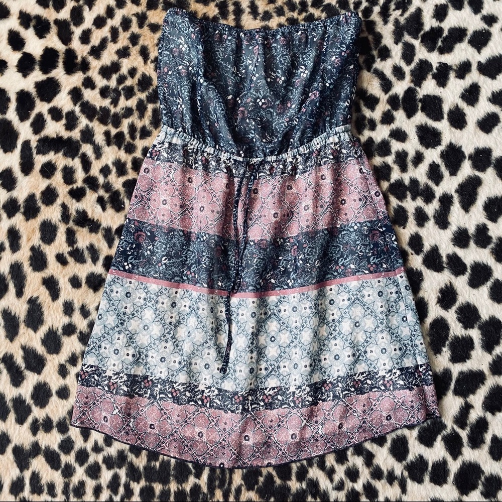 Mudd boho printed strapless dress